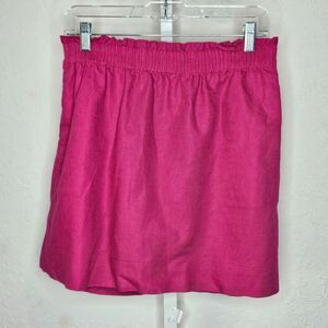 J. Crew Pink Linen Blend Elastic‎ Waist A-Line Skirt Summer Casual Size 8